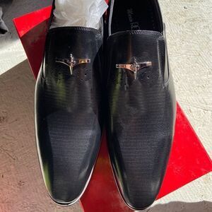 Mario Rossini Italian Leather Dress Shoes Oxford Loafer Black Size 11.5